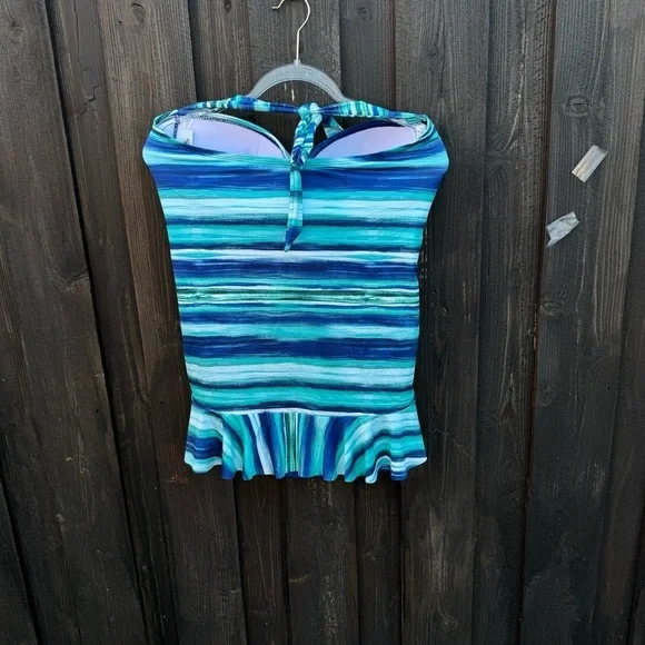 Disney Blue and White Skirted One Piece Swimwear with Ruffle Hem - Picture 7 of 12